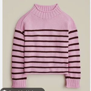J. Crew Pink and Brown Striped Turtleneck Sweater